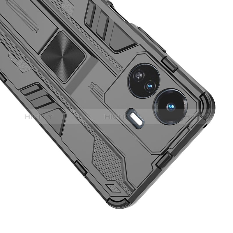 Coque Contour Silicone et Plastique Housse Etui Mat avec Aimant Magnetique Support KC1 pour Vivo Y77 5G Plus