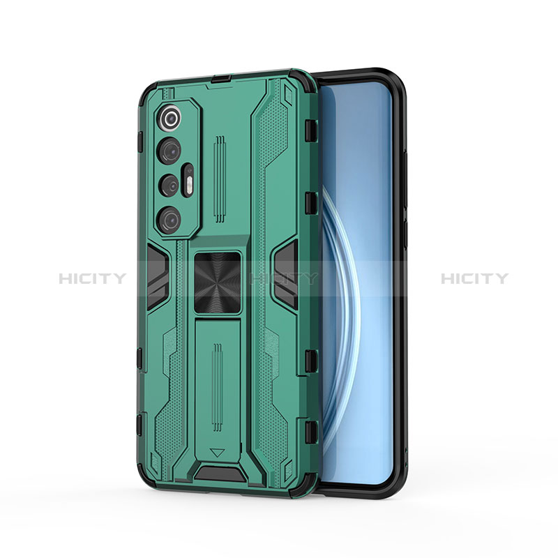 Coque Contour Silicone et Plastique Housse Etui Mat avec Aimant Magnetique Support KC1 pour Xiaomi Mi 10S 5G Vert Plus