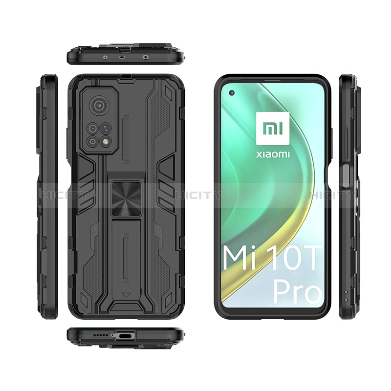 Coque Contour Silicone et Plastique Housse Etui Mat avec Aimant Magnetique Support KC1 pour Xiaomi Mi 10T Pro 5G Plus