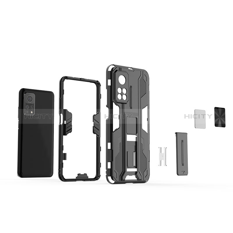 Coque Contour Silicone et Plastique Housse Etui Mat avec Aimant Magnetique Support KC1 pour Xiaomi Mi 10T Pro 5G Plus