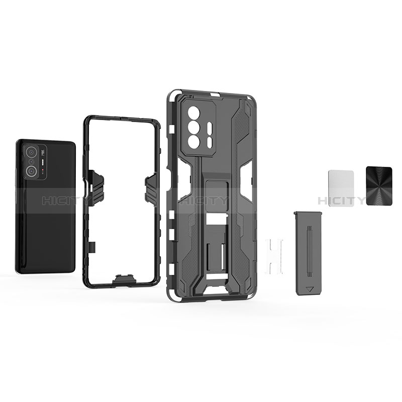 Coque Contour Silicone et Plastique Housse Etui Mat avec Aimant Magnetique Support KC1 pour Xiaomi Mi 11T 5G Plus