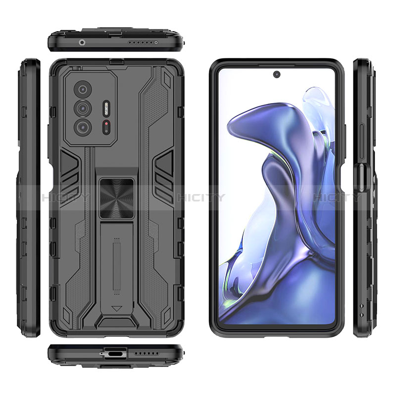 Coque Contour Silicone et Plastique Housse Etui Mat avec Aimant Magnetique Support KC1 pour Xiaomi Mi 11T Pro 5G Plus