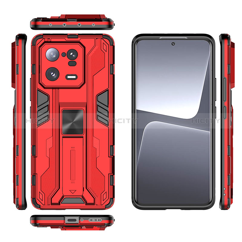 Coque Contour Silicone et Plastique Housse Etui Mat avec Aimant Magnetique Support KC1 pour Xiaomi Mi 13 Pro 5G Plus