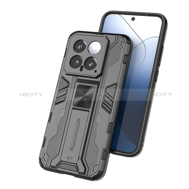 Coque Contour Silicone et Plastique Housse Etui Mat avec Aimant Magnetique Support KC1 pour Xiaomi Mi 14 5G Plus