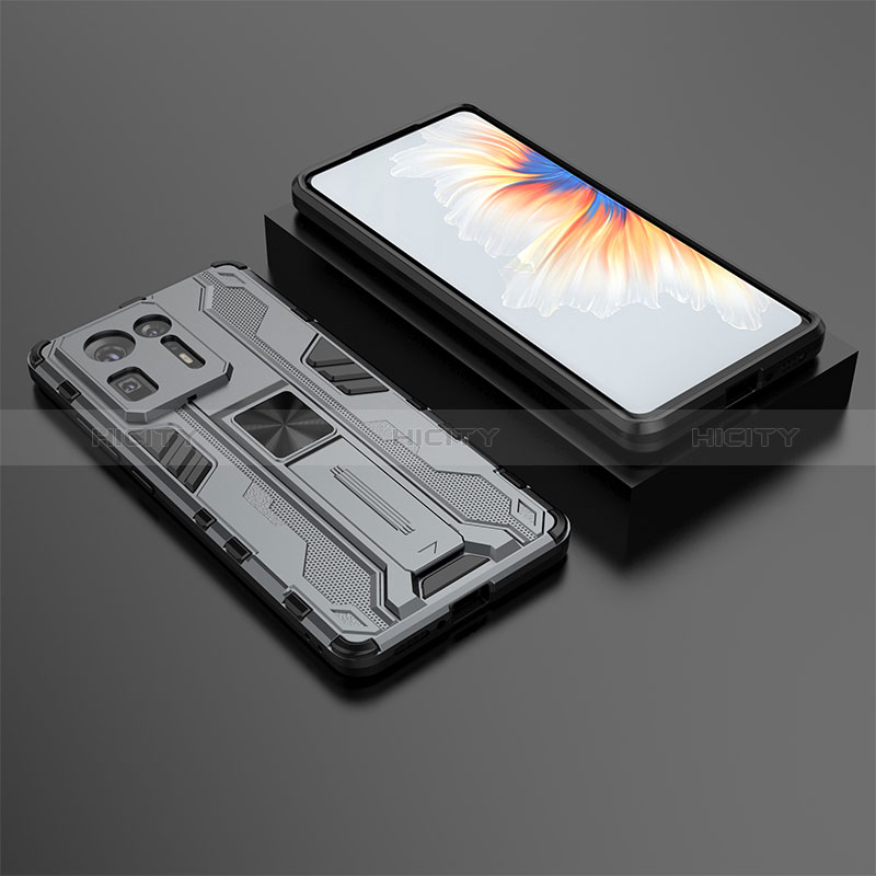 Coque Contour Silicone et Plastique Housse Etui Mat avec Aimant Magnetique Support KC1 pour Xiaomi Mi Mix 4 5G Gris Plus