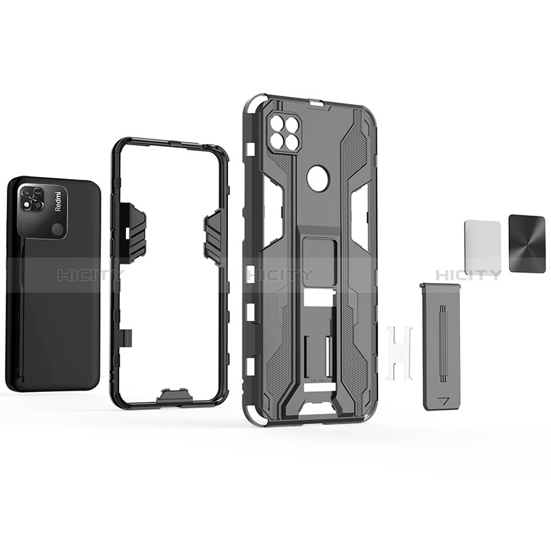 Coque Contour Silicone et Plastique Housse Etui Mat avec Aimant Magnetique Support KC1 pour Xiaomi POCO C3 Plus