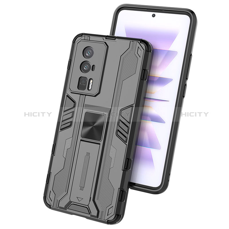 Coque Contour Silicone et Plastique Housse Etui Mat avec Aimant Magnetique Support KC1 pour Xiaomi Poco F5 Pro 5G Plus