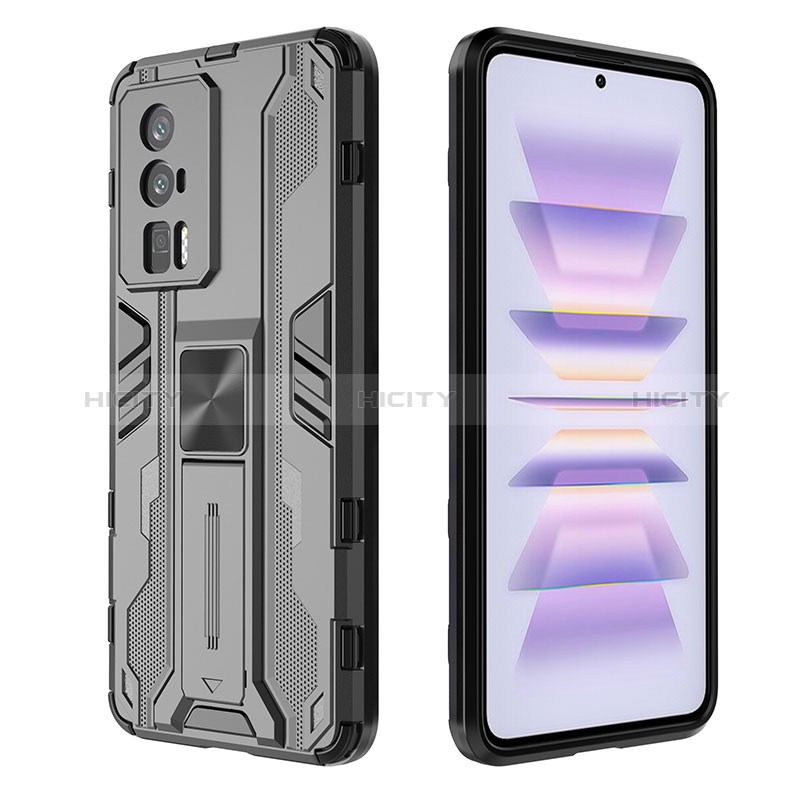 Coque Contour Silicone et Plastique Housse Etui Mat avec Aimant Magnetique Support KC1 pour Xiaomi Poco F5 Pro 5G Plus