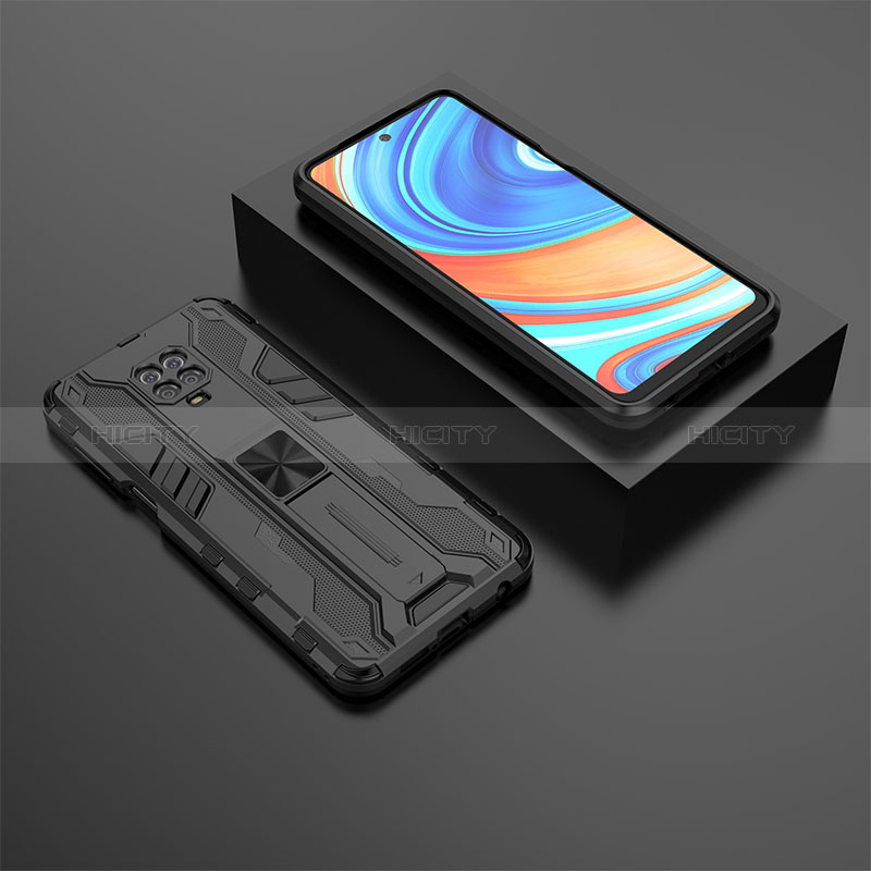 Coque Contour Silicone et Plastique Housse Etui Mat avec Aimant Magnetique Support KC1 pour Xiaomi Poco M2 Pro Noir Plus