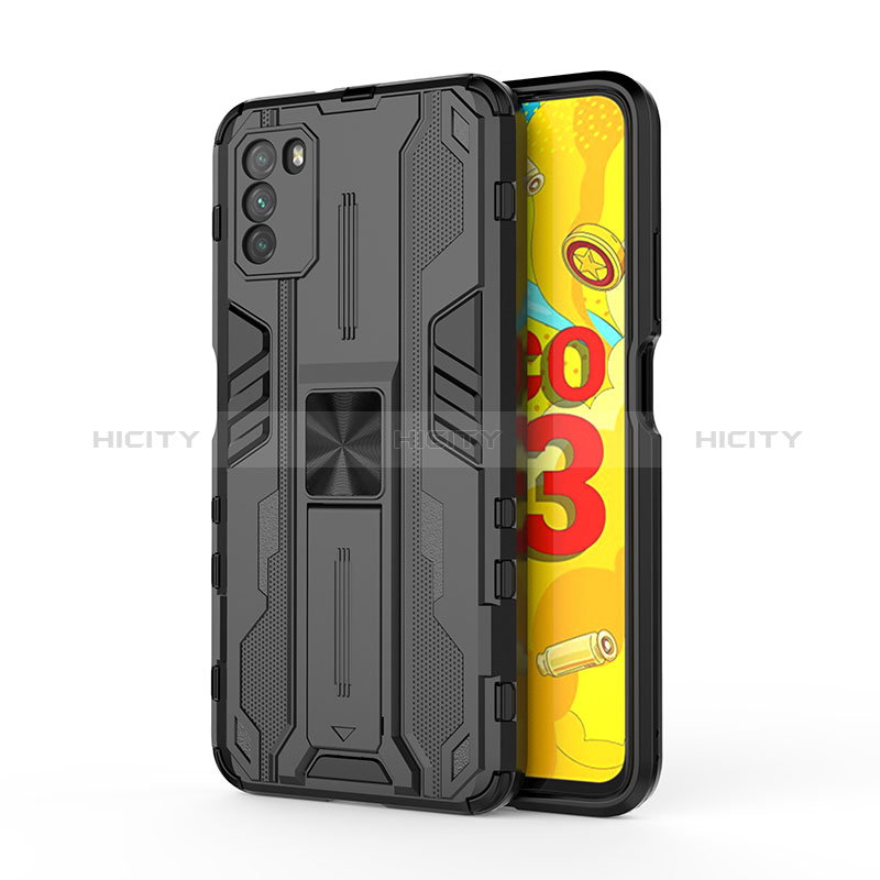 Coque Contour Silicone et Plastique Housse Etui Mat avec Aimant Magnetique Support KC1 pour Xiaomi Poco M3 Plus