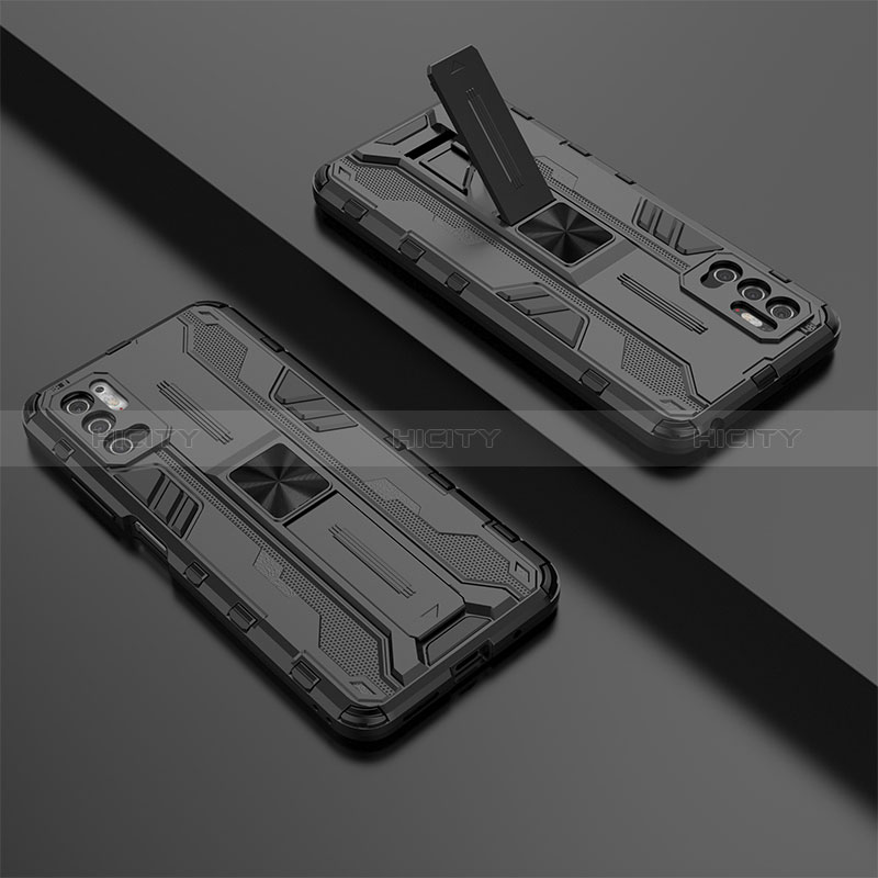 Coque Contour Silicone et Plastique Housse Etui Mat avec Aimant Magnetique Support KC1 pour Xiaomi POCO M3 Pro 5G Plus