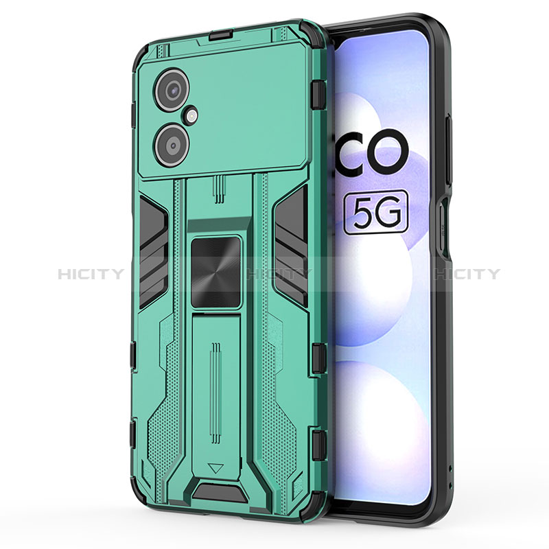 Coque Contour Silicone et Plastique Housse Etui Mat avec Aimant Magnetique Support KC1 pour Xiaomi Poco M4 5G Plus