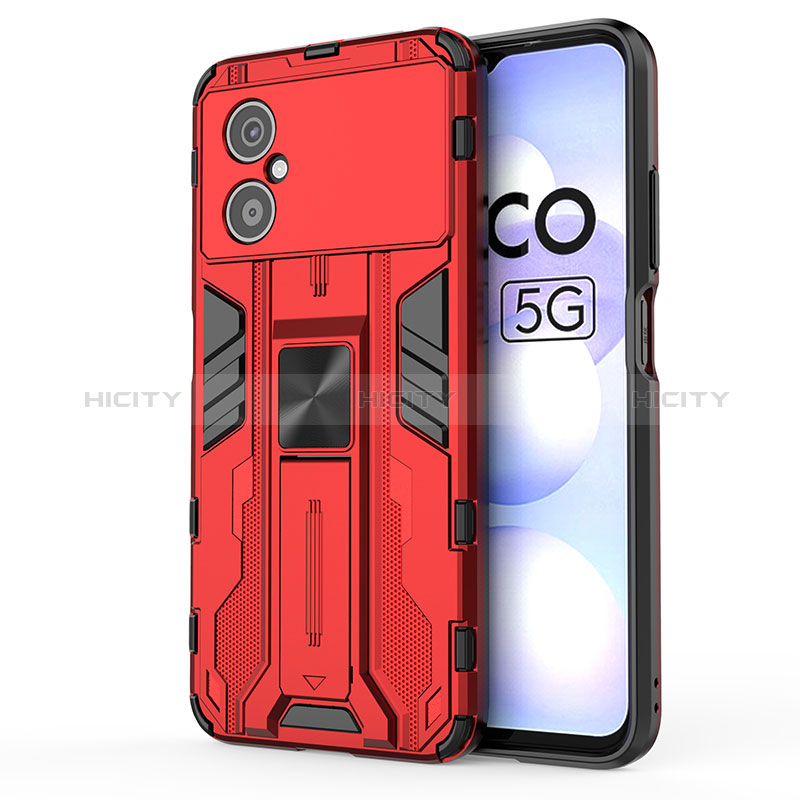 Coque Contour Silicone et Plastique Housse Etui Mat avec Aimant Magnetique Support KC1 pour Xiaomi Poco M4 5G Plus