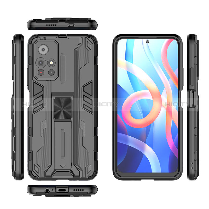 Coque Contour Silicone et Plastique Housse Etui Mat avec Aimant Magnetique Support KC1 pour Xiaomi Poco M4 Pro 5G Plus