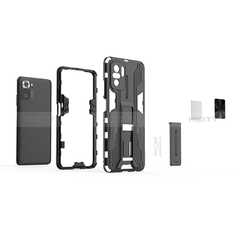 Coque Contour Silicone et Plastique Housse Etui Mat avec Aimant Magnetique Support KC1 pour Xiaomi Poco M5S Plus