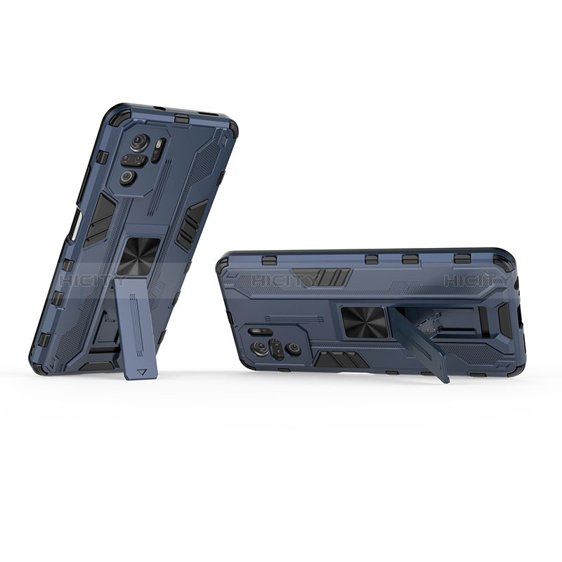 Coque Contour Silicone et Plastique Housse Etui Mat avec Aimant Magnetique Support KC1 pour Xiaomi Poco M5S Plus