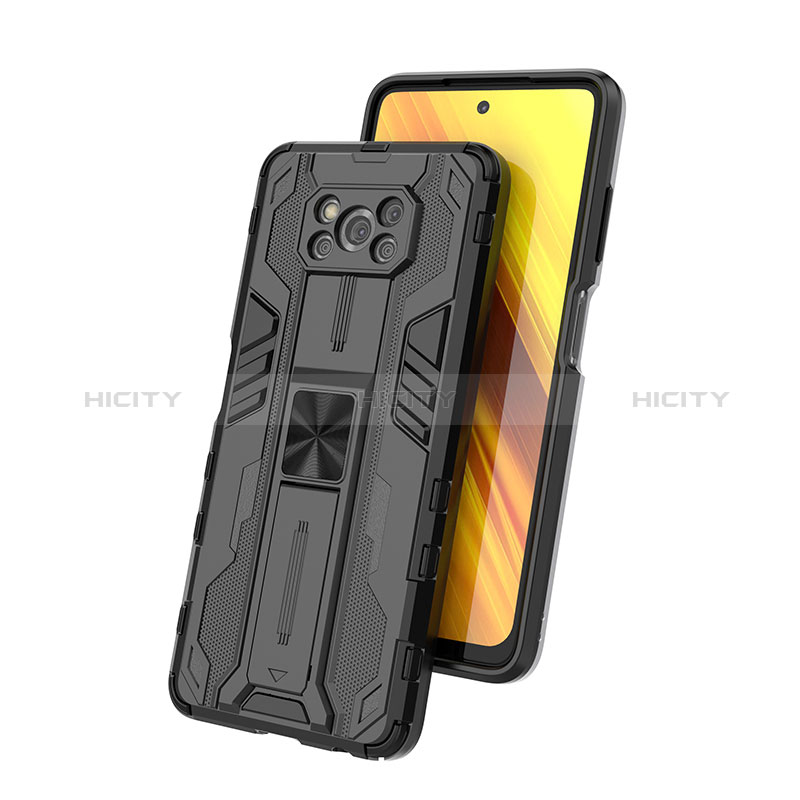 Coque Contour Silicone et Plastique Housse Etui Mat avec Aimant Magnetique Support KC1 pour Xiaomi Poco X3 Pro Plus