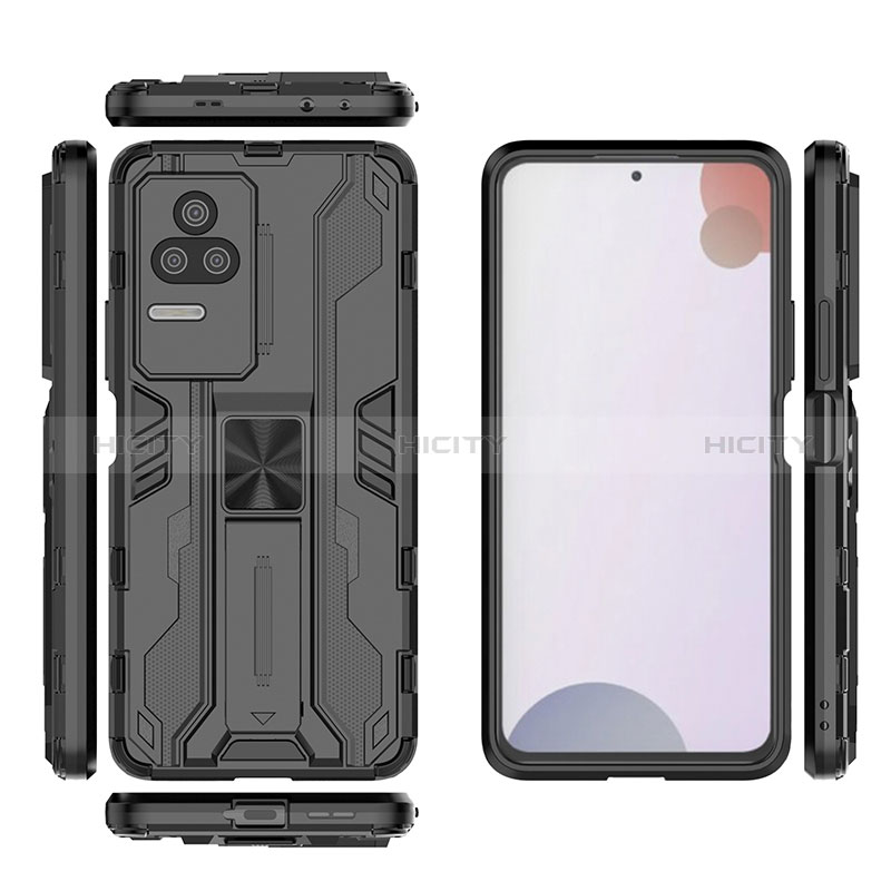 Coque Contour Silicone et Plastique Housse Etui Mat avec Aimant Magnetique Support KC1 pour Xiaomi Redmi K50 5G Plus