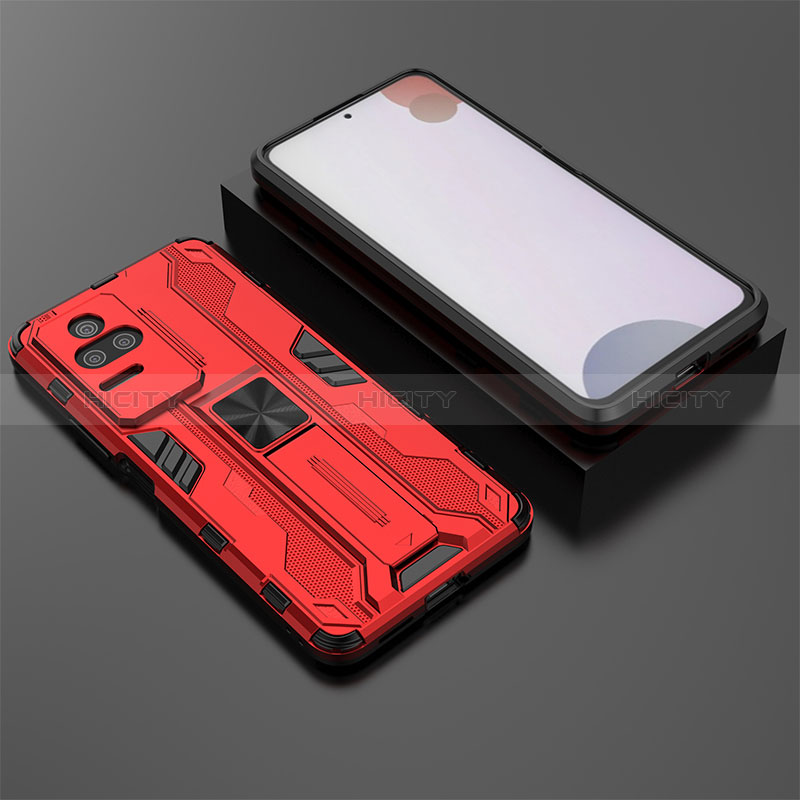 Coque Contour Silicone et Plastique Housse Etui Mat avec Aimant Magnetique Support KC1 pour Xiaomi Redmi K50 5G Plus