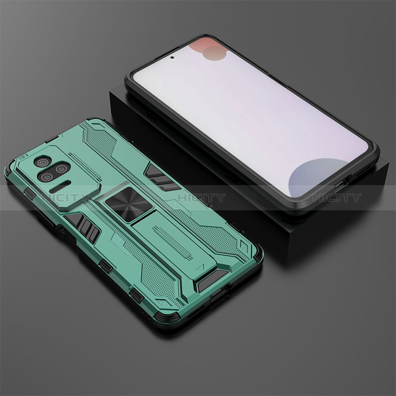 Coque Contour Silicone et Plastique Housse Etui Mat avec Aimant Magnetique Support KC1 pour Xiaomi Redmi K50 5G Plus