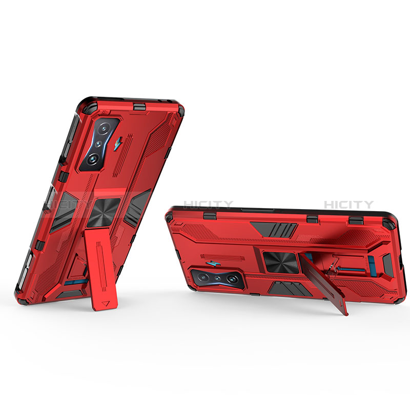 Coque Contour Silicone et Plastique Housse Etui Mat avec Aimant Magnetique Support KC1 pour Xiaomi Redmi K50 Gaming 5G Plus