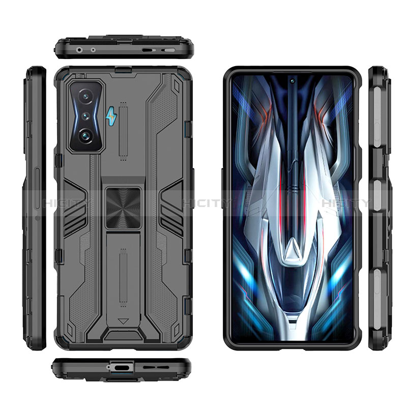 Coque Contour Silicone et Plastique Housse Etui Mat avec Aimant Magnetique Support KC1 pour Xiaomi Redmi K50 Gaming 5G Plus