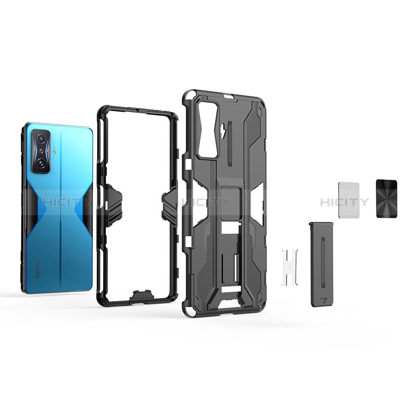 Coque Contour Silicone et Plastique Housse Etui Mat avec Aimant Magnetique Support KC1 pour Xiaomi Redmi K50 Gaming 5G Plus