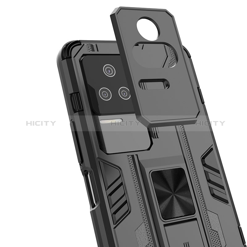 Coque Contour Silicone et Plastique Housse Etui Mat avec Aimant Magnetique Support KC1 pour Xiaomi Redmi K50 Pro 5G Plus