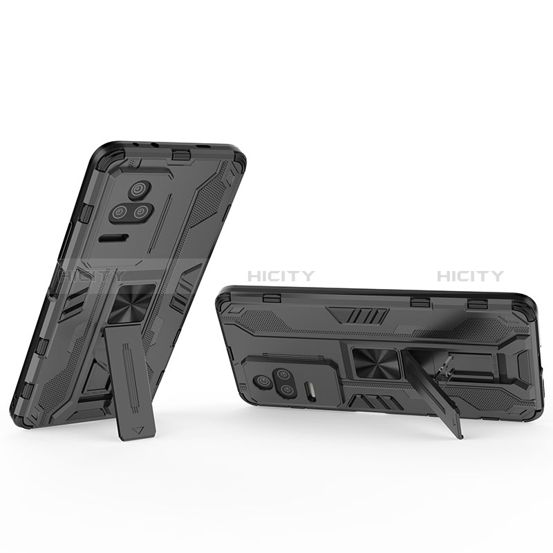 Coque Contour Silicone et Plastique Housse Etui Mat avec Aimant Magnetique Support KC1 pour Xiaomi Redmi K50 Pro 5G Plus