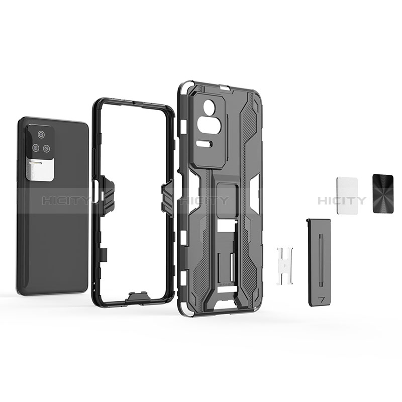 Coque Contour Silicone et Plastique Housse Etui Mat avec Aimant Magnetique Support KC1 pour Xiaomi Redmi K50 Pro 5G Plus