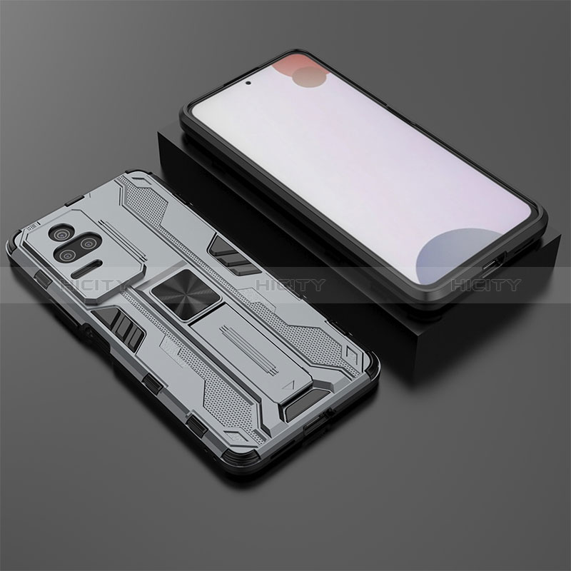 Coque Contour Silicone et Plastique Housse Etui Mat avec Aimant Magnetique Support KC1 pour Xiaomi Redmi K50 Pro 5G Plus