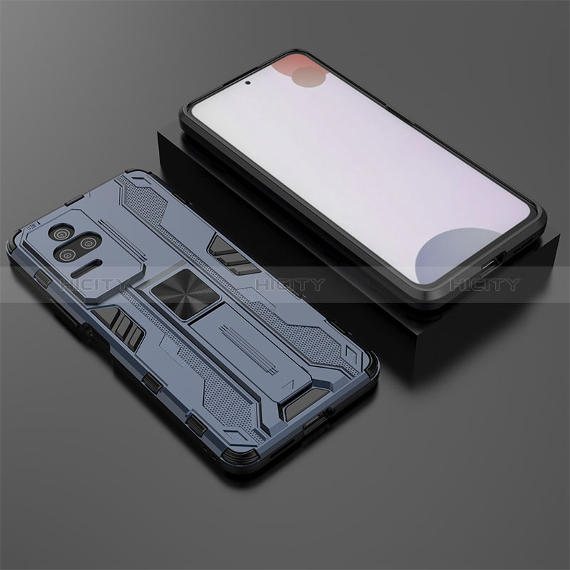 Coque Contour Silicone et Plastique Housse Etui Mat avec Aimant Magnetique Support KC1 pour Xiaomi Redmi K50 Pro 5G Plus