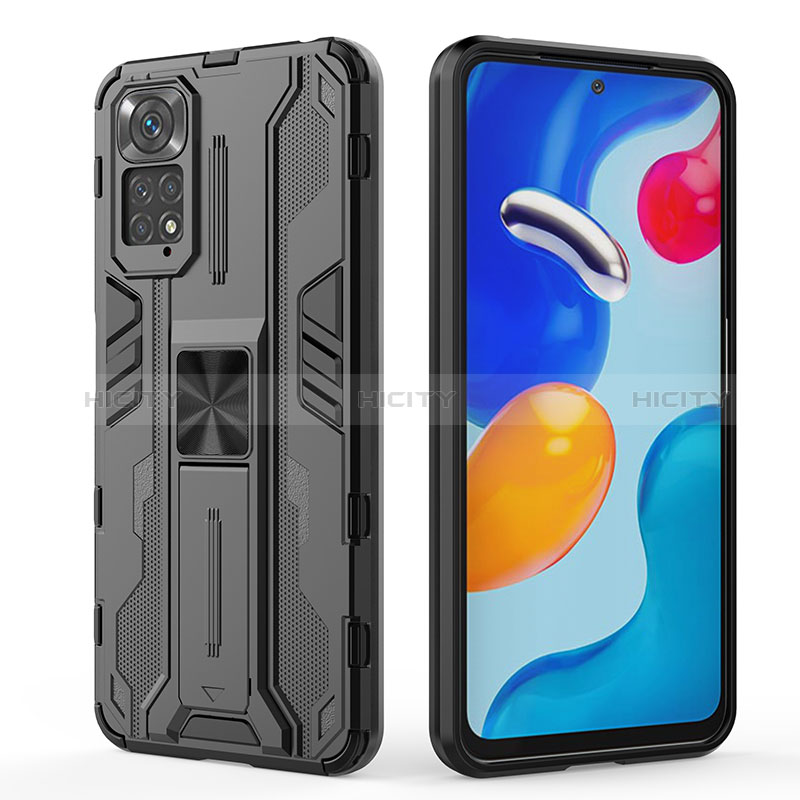 Coque Contour Silicone et Plastique Housse Etui Mat avec Aimant Magnetique Support KC1 pour Xiaomi Redmi Note 11 4G (2022) Plus