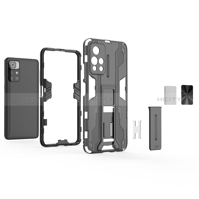 Coque Contour Silicone et Plastique Housse Etui Mat avec Aimant Magnetique Support KC1 pour Xiaomi Redmi Note 11 5G Plus