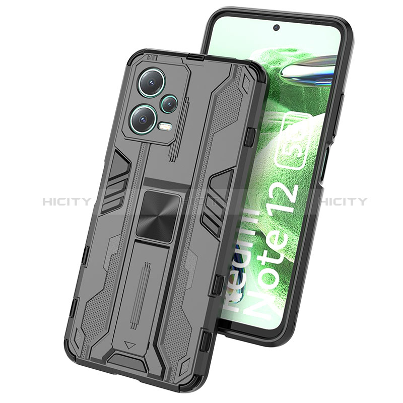 Coque Contour Silicone et Plastique Housse Etui Mat avec Aimant Magnetique Support KC1 pour Xiaomi Redmi Note 12 5G Plus