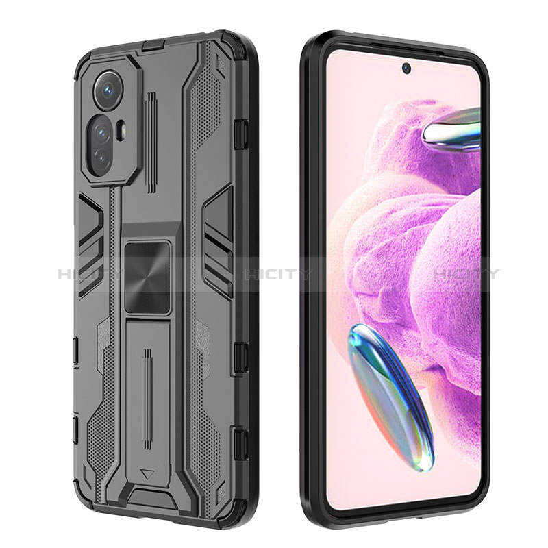 Coque Contour Silicone et Plastique Housse Etui Mat avec Aimant Magnetique Support KC1 pour Xiaomi Redmi Note 12S Plus