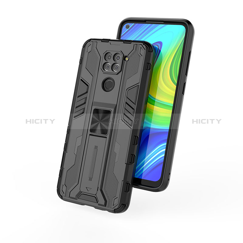 Coque Contour Silicone et Plastique Housse Etui Mat avec Aimant Magnetique Support KC1 pour Xiaomi Redmi Note 9 Plus