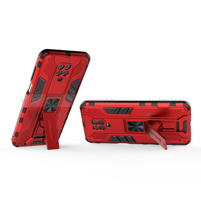 Coque Contour Silicone et Plastique Housse Etui Mat avec Aimant Magnetique Support KC1 pour Xiaomi Redmi Note 9 Pro Plus