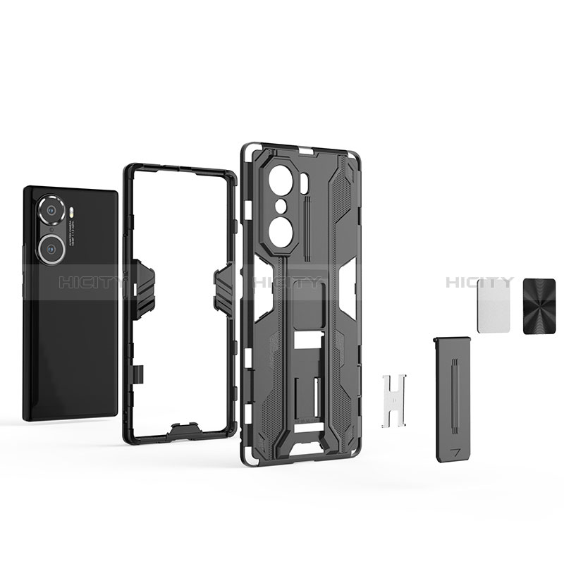 Coque Contour Silicone et Plastique Housse Etui Mat avec Aimant Magnetique Support KC2 pour Huawei Honor 60 Pro 5G Plus