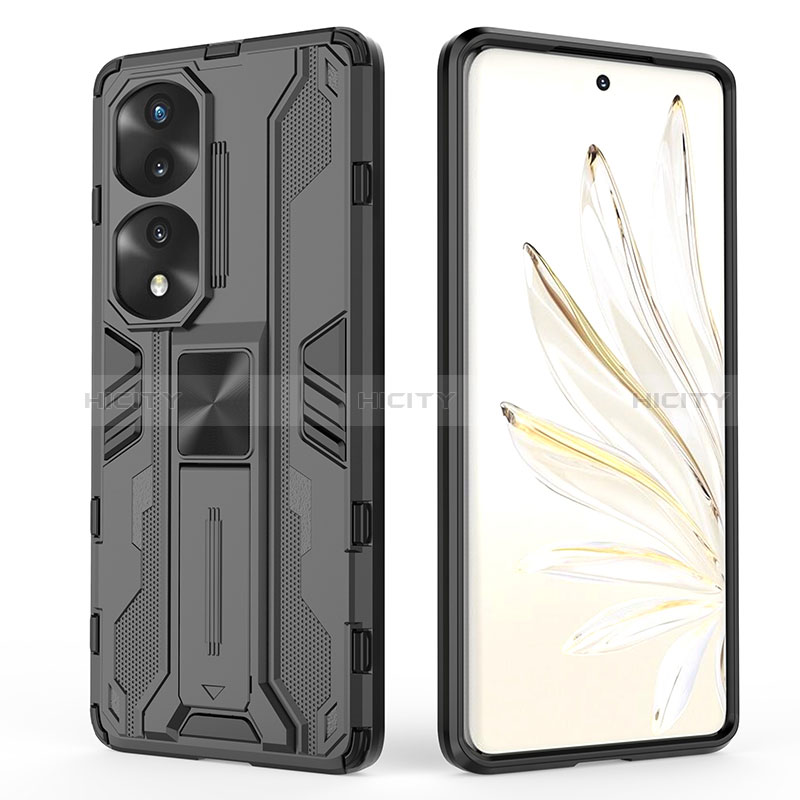 Coque Contour Silicone et Plastique Housse Etui Mat avec Aimant Magnetique Support KC2 pour Huawei Honor 70 Pro 5G Plus