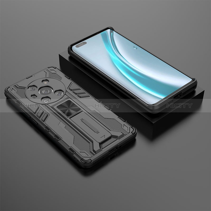 Coque Contour Silicone et Plastique Housse Etui Mat avec Aimant Magnetique Support KC2 pour Huawei Honor Magic3 5G Plus