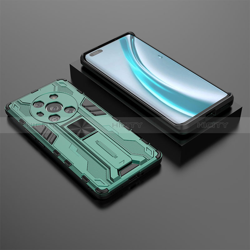 Coque Contour Silicone et Plastique Housse Etui Mat avec Aimant Magnetique Support KC2 pour Huawei Honor Magic3 5G Plus