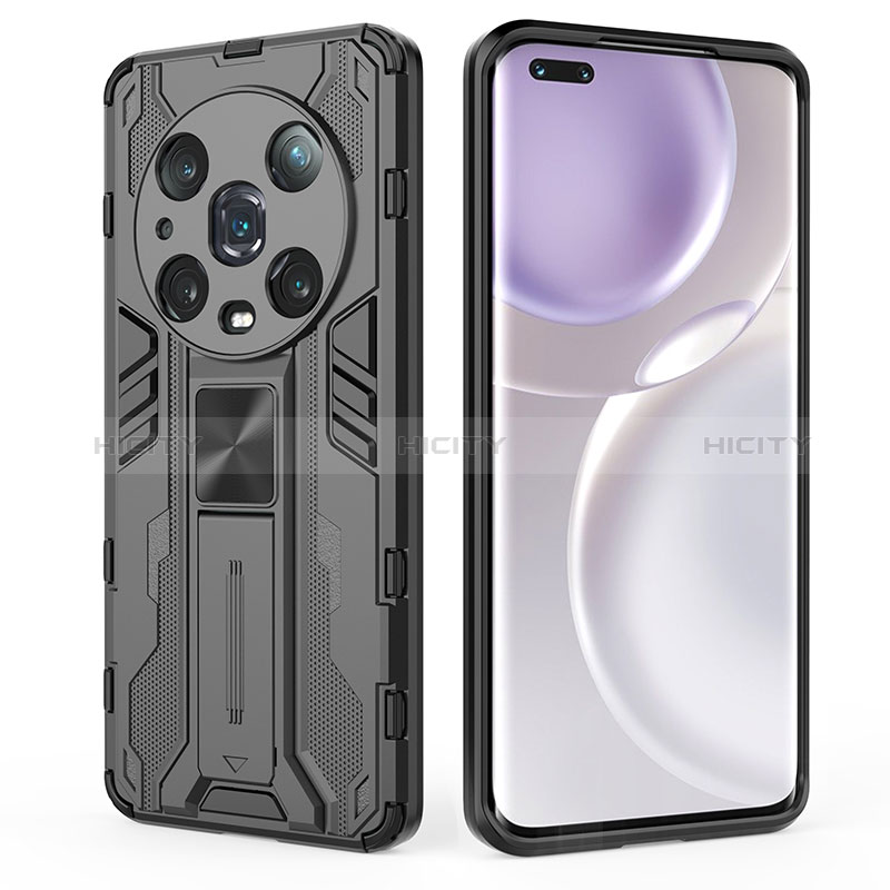 Coque Contour Silicone et Plastique Housse Etui Mat avec Aimant Magnetique Support KC2 pour Huawei Honor Magic4 Pro 5G Plus