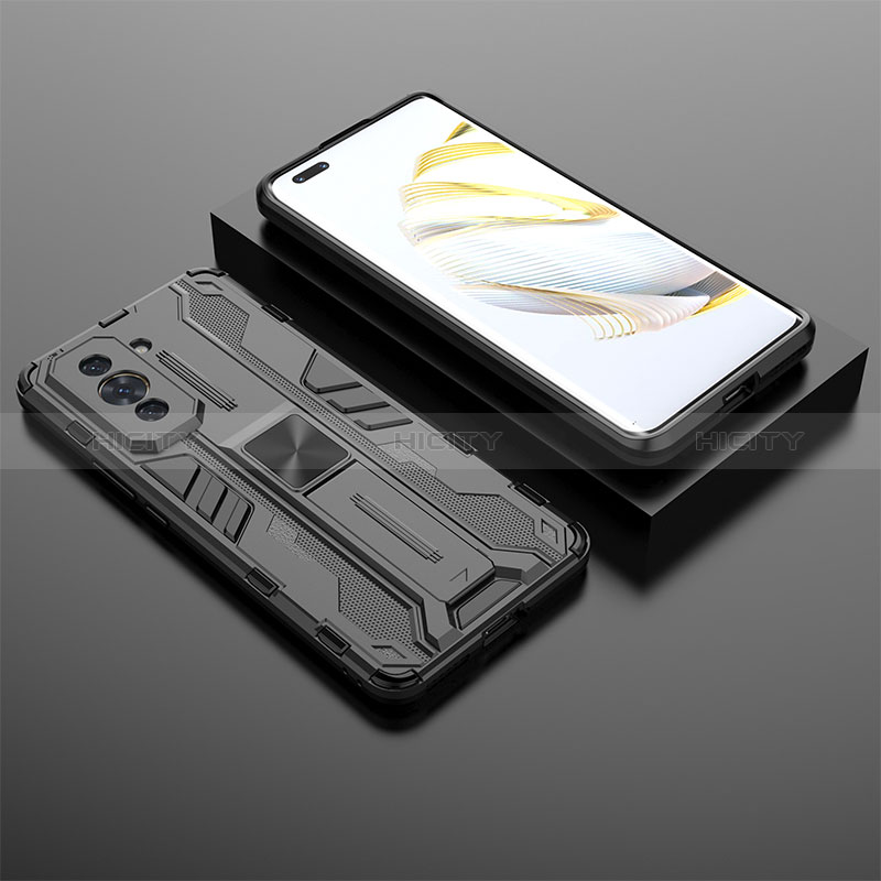 Coque Contour Silicone et Plastique Housse Etui Mat avec Aimant Magnetique Support KC2 pour Huawei Nova 10 Pro Noir Plus