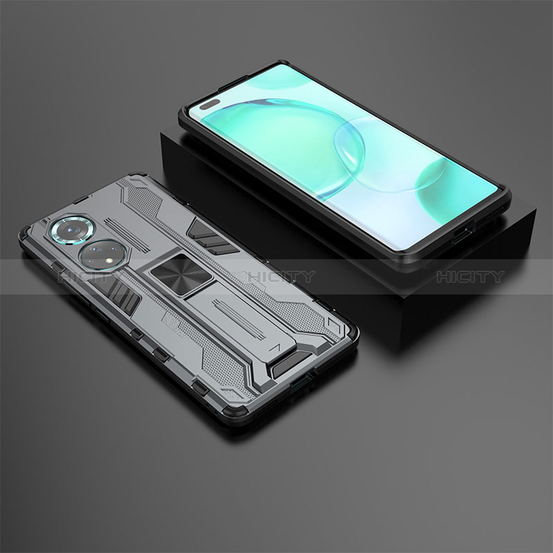 Coque Contour Silicone et Plastique Housse Etui Mat avec Aimant Magnetique Support KC2 pour Huawei Nova 9 Pro Gris Plus