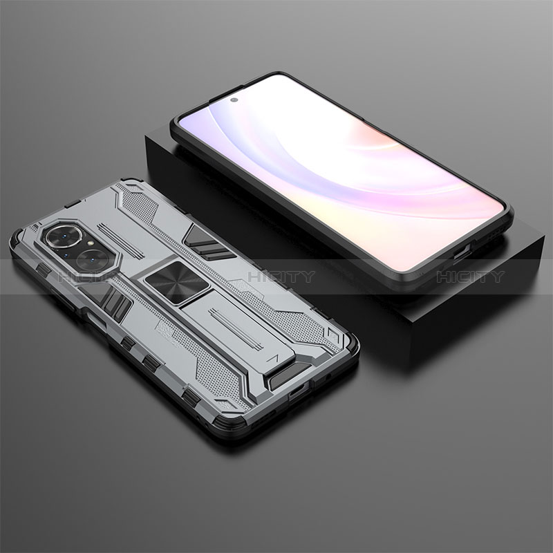 Coque Contour Silicone et Plastique Housse Etui Mat avec Aimant Magnetique Support KC2 pour Huawei Nova 9 SE Plus