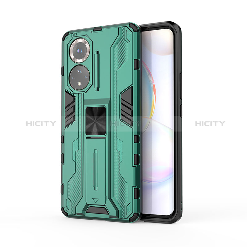 Coque Contour Silicone et Plastique Housse Etui Mat avec Aimant Magnetique Support KC2 pour Huawei Nova 9 Vert Plus