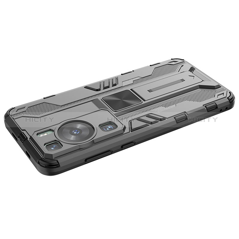 Coque Contour Silicone et Plastique Housse Etui Mat avec Aimant Magnetique Support KC2 pour Huawei P60 Plus