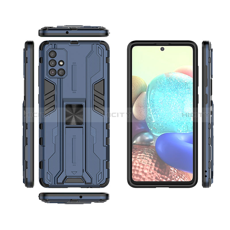 Coque Contour Silicone et Plastique Housse Etui Mat avec Aimant Magnetique Support KC2 pour Samsung Galaxy A71 4G A715 Plus