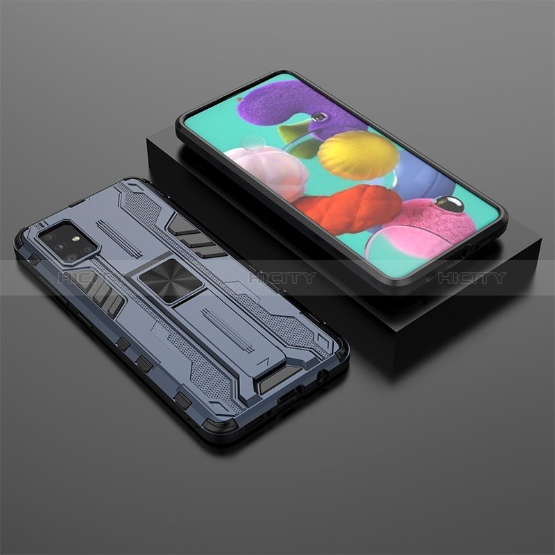 Coque Contour Silicone et Plastique Housse Etui Mat avec Aimant Magnetique Support KC2 pour Samsung Galaxy M40S Bleu Plus